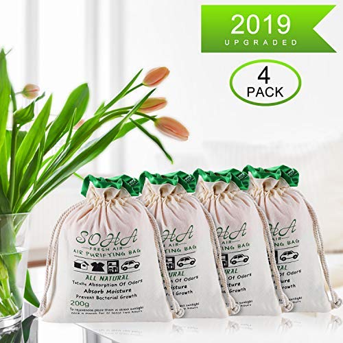 Air Purifying, Bamboo Charcoal, Charcoal Bag Charcoal Bags Absorbs Odors, Allergens And Harmful Pollutants, Charcoal Bag Charcoal Bags For Odors, Home, Cars, Shoes, Closets, Nature Fresh 200G 4Pack