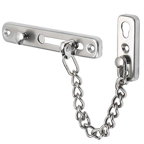 Alise FD9000-LS Chain Door Guard Latch Lock with Spring Anti-Theft Press Lock,Stainless Steel Brushed Nickel