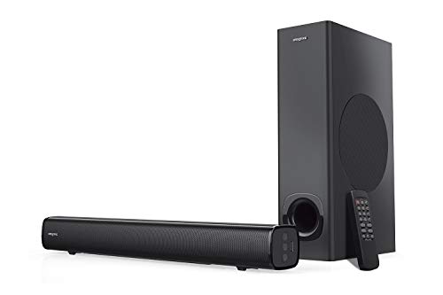 Creative Stage 2.1 Channel Under-monitor Soundbar with Subwoofer for TV, Computers, and Ultrawide Monitors, Bluetooth/Optical Input/TV ARC/AUX-in, Remote Control and Wall Mounting Kit