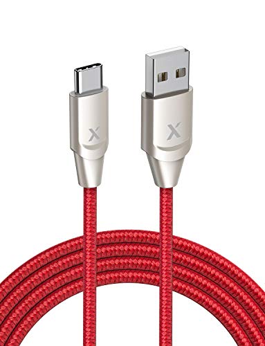Xcentz USB Type C Cable, [2 Pack 6ft] USB C to USB A Fast Charger, Nylon Braided Charging Cable for Samsung Galaxy S10/S9/S8/Note 8/9/10, LG V20/G5/G6, Pixel, iPad Pro 2018 and More, Red