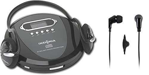 Portable CD Player Headphone Included - Skip Protection for CD, CD-R, CD-RW Black/Charcoal