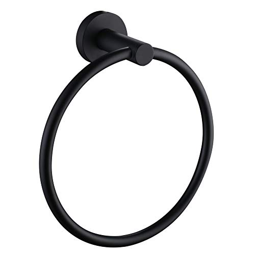 Book Cover Matte Black Hand Towel Ring, Aomasi Stainless Steel Round Swivel Bath Towel Holder Stylish Washcloth Hanger
