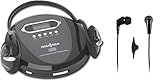 Portable CD Player Headphone & (Earphone NEW) Included - Skip Protection for CD, CD-R, CD-RW Black/Charcoal