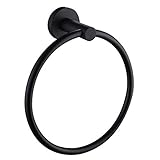 Matte Black Hand Towel Ring, Aomasi Stainless Steel Round Swivel Bath Towel Holder Stylish Washcloth Hanger