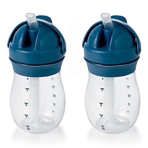 OXO TOT Transitions Straw Cup, Navy, 9 Ounce (2 Pack)