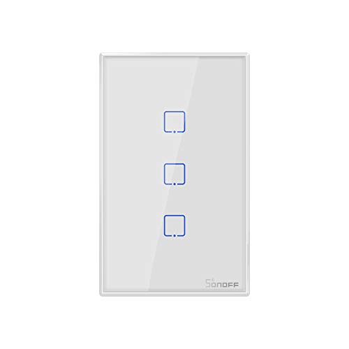 Sonoff TX T0 US 3 Gang WiFi Smart Wall Touch Light Switch,Works Perfectly with Amazon Alexa, Google Assistant. (Gang-3)