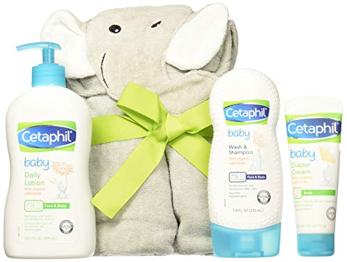 Cetaphil Baby Sensitive Skin Bath Time Essentials Gift Set with Elephant Hoodie Towel