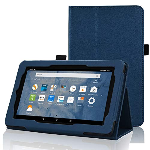 Fire 7 Tablet Case(Only Fit 5th Generation 2015 release), ACdream Folio Stand Leather Tablet Case for Fire 7 Tablet (Old Model), (Dark Blue)