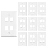VCE 4 Port Keystone Wall Plate UL Listed (10-Pack), Single Gang Wall Plates for RJ45 Keystone Jack and Modular Inserts, White