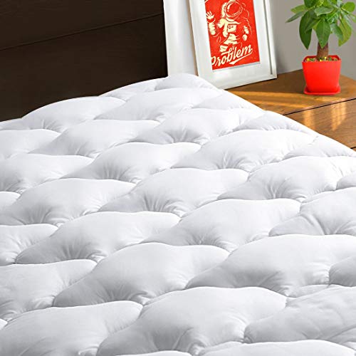 Book Cover TEXARTIST California King Mattress Pad Cover Cooling Mattress Topper 400 TC Cotton Pillow Top Mattress Cover Quilted Fitted Mattress Protector with 8-21 Inch Deep Pocket