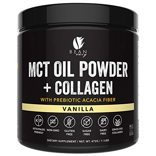 Book Cover MCT Oil Powder + Collagen + Prebiotic Acacia Fiber - 100% Pure MCT's - Perfect for Keto - Energy Boost - Nutrient Absorption - Healthy Gut Support - Vanilla