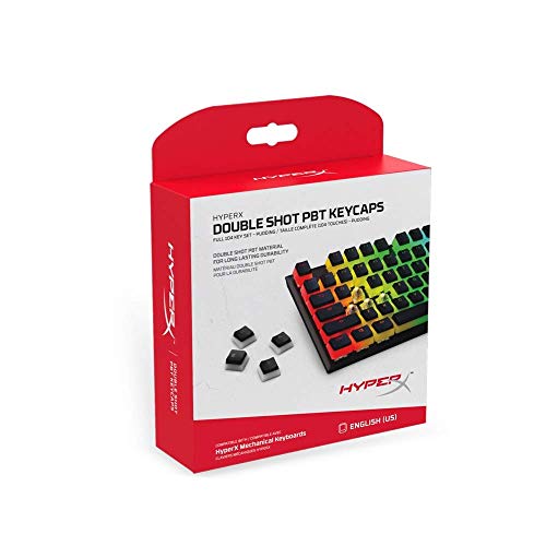 HyperX Double Shot PBT Keycaps, 104 Mechanical Keycap Set, Durable, HyperX Mechanical Keyboard Compatible, OEM Profile - Black & White Pudding