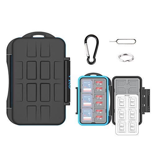 (36 Slots) VKO SD SDHC SDXC Micro SD TF Memory Card Case Holder Organizer Carrying Box Keeper,Shockproof Storage Protector Cover for Computer Camera Media 12 SD Cards & 24 Micro SD Cards