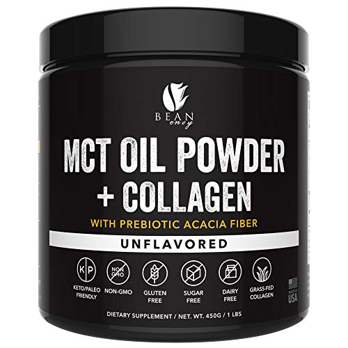 Book Cover MCT Oil Powder + Collagen + Prebiotic Acacia Fiber - 100% Pure MCT's - Perfect for Keto - Energy Boost - Nutrient Absorption - Healthy Gut Support - Unflavored