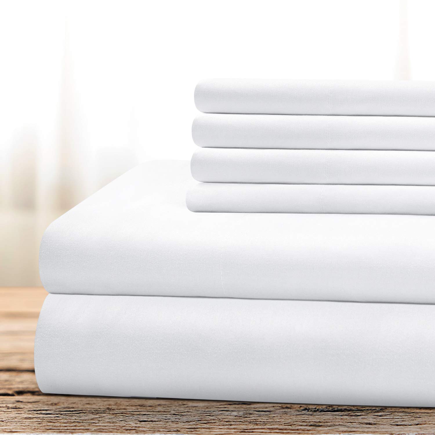 Book Cover BYSURE Hotel Luxury Bed Sheets Set 6 Piece(California King, White) - Super Soft 1800 Thread Count 100% Microfiber Sheets with Deep Pockets, Wrinkle & Fade Resistant California King White