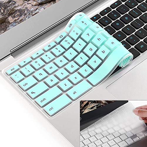 2PCS Keyboard Cover for ASUS C202SA C200 C200MA C201 C201PA C213SA,C223,C300 C300MA C300SA C301SA, ASUS Chromebook 13 Keyboard Protector Skin Cover,2021 Newest Asus Chromebook 11.6(Mint+Clear)