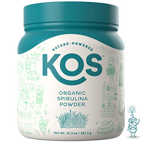 Book Cover KOS Organic Spirulina Powder | Pure Non-Irradiated Blue-Green Spirulina Powder | USDA Organic Immunity Enhancing Plant Based Superfood, 381g, 109 Servings