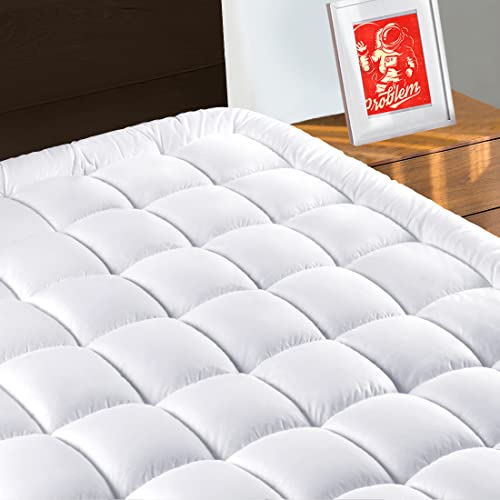 TEXARTIST Queen Mattress Pad Cover Cooling Mattress Topper 400 TC Cotton Pillow Top Mattress Cover Quilted Fitted Mattress Protector with 8-21 Inch Deep Pocket