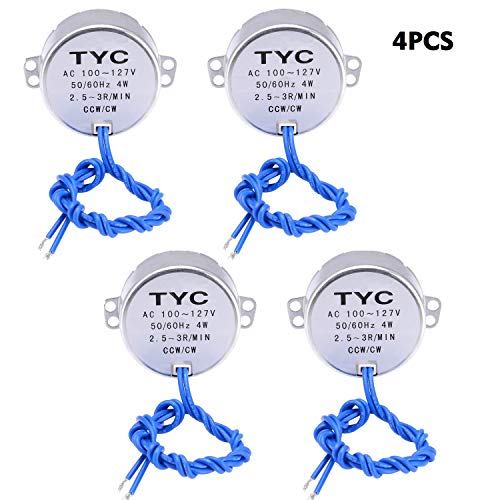 REENFAYA 4 Pack Turntable Synchronous Motor Electric Synchron Motor 100-127 VAC 50/60 Hz 4W CCW/CW Direction for Cup Turner,Cuptisserie,Tumbler Cup Rotator,Microwave(2.5-3RPM)