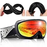 JK MOTION Ski Goggles Men Youth Boys Women and Girls Anti Fog Snowboard Goggles UV400 ATV Snow Skiing Ski Glasses OTG Over-The-Glasses Interchangeable Lens Flexible Soft TPU Frame Helmet Compatible