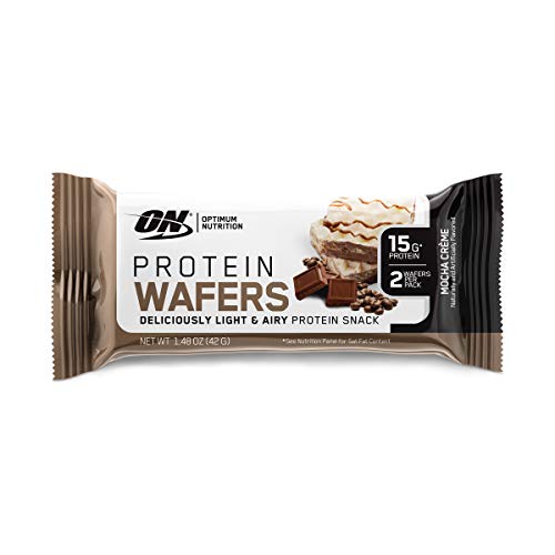 New! Optimum Nutrition High Protein Wafer Bars, Low Sugar, Low Fat, Low Carb Dessert, Flavor: Mocha, 9 Count
