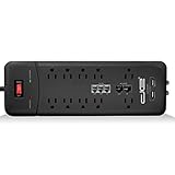 Digital Energy 10-Outlet Straight Plug 4050 Joules Heavy Duty Surge Protector Power Strip, 25 Foot Long Extension Cord, 15 AMP, 15 FT, Black