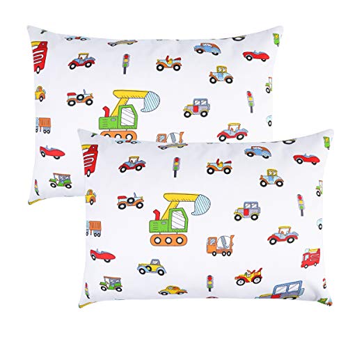 IBraFashion Toddler Pillowcases for Girls 14x19 for 13x18, 12x16 Pillow 100% Cotton Unicorns and Castles 2 Packs (Blue and Pink)