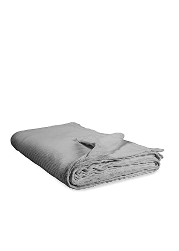 Book Cover Elite Home Products GOTS Certified Organic 100% Cotton Blanket Twin, Oyster