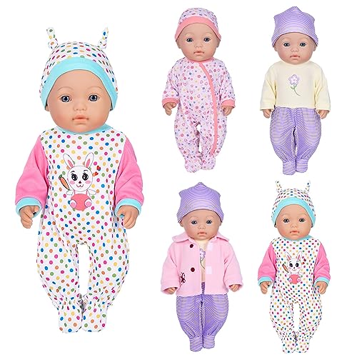 ebuddy Doll Clothes 3 Set Babydoll Clothes Fit for 16-17 Inch Baby Dolls,15 inch Dolls(Total 7 Piece)