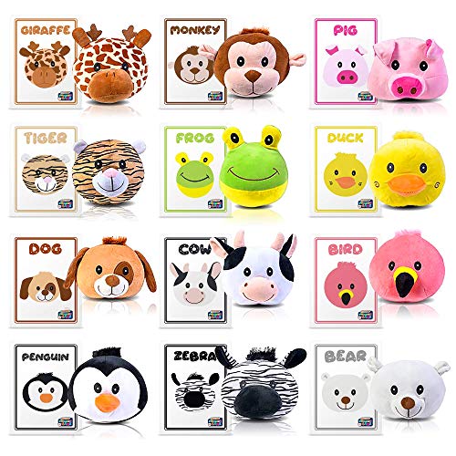 Gamie Toddler Plush Matching Game - Includes 12 Stuffed Toy Heads, 12 Cards, and Guide - Color, Shape, and Animal Recognition for Kids - Best Educational Learning Game for Toddlers, Boys, Girls