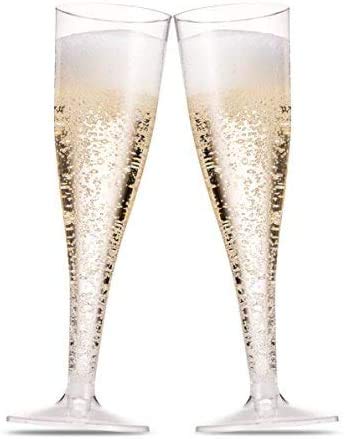 100 Pack Plastic Champagne Flutes 5 Oz Clear Plastic Toasting Glasses Disposable Wedding Thanksgiving Party Cocktail Cups