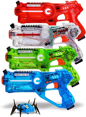 Book Cover DYNASTY TOYS Family Laser Tag Set - 4 Laser Tag Blasters - Transparent Special Edition Blasters