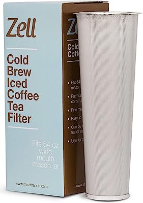 Book Cover Cold Brew Coffee Maker, Iced Coffee & Tea Maker Infuser for Mason Jars | Durable Fine Mesh Stainless Steel Coffee Maker Filter (64 oz (2 Quart))
