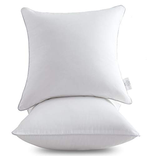 Book Cover MOMA!YBV 18 x 18 Pillow Inserts (Set of 2) - Throw Pillow Inserts with 100% Cotton Cover - 18 Inch Square Interior Sofa Pillow Inserts - Decorative Pillow Insert Pair - White Couch Pillow