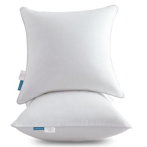 Oubonun 18"x18" Pillow Inserts (Set of 2) - Throw Pillow Inserts with 100% Cotton Cover - 18 Inch Square Interior Sofa Pillow Inserts - Decorative Pillow Insert Pair - White Couch Pillow