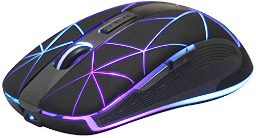 Rii RM200 Wireless Mouse,2.4G Wireless Mouse 5 Buttons Rechargeable Mobile Optical Mouse with USB Nano Receiver,3 Adjustable DPI Levels,Colorful LED Lights for Notebook,PC,Computer-Black