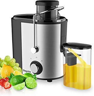 Juicer, Bagotte Juicer Machine Fruit and Vegetable Juicer Compact Juicer Extractor Wide Mouth Centrifugal Juicer, Easy Clean Juicer, Stainless Steel, Dual-Speed, BPA-Free