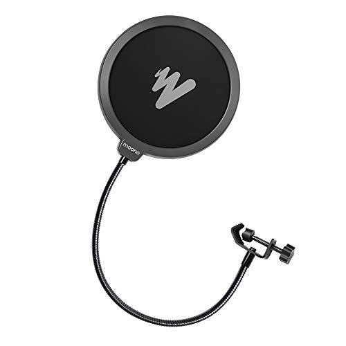 Book Cover Maono AU-B00 Pop Filter for Studio Condenser Microphone with Wind Screen and Metal Gooseneck Holder (Black)