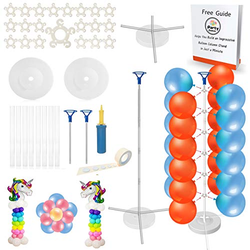 Book Cover Party Zealot 2 Set Balloon Column Kit 5 Feet Tall Sturdy Tripod Balloon Column Base and Pole with Balloon Rings for Birthday, Baby Shower, Graduation Outdoor, and Indoor