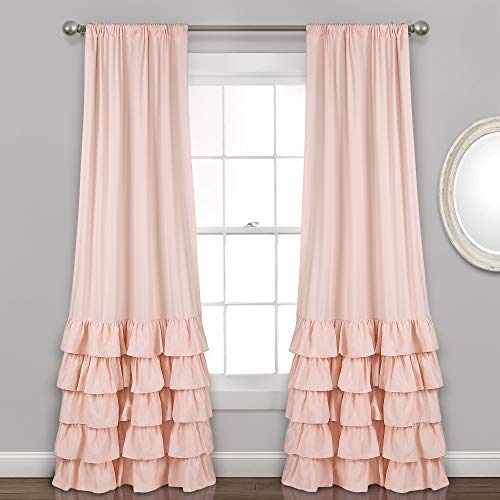 Book Cover Lush Decor Allison Ruffle Curtains Window Panel Set for Living, Dining Room, Bedroom (Pair), 84