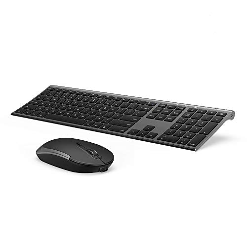 Book Cover Wireless Keyboard and Mouse, Vssoplor 2.4GHz Rechargeable Compact Quiet Full-Size Keyboard and Mouse Combo with Nano USB Receiver for Windows, Laptop, PC, Notebook-Dark Gray