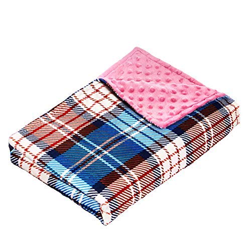 Book Cover YnM Minky Duvet Cover for Weighted Blankets (48''x72'') -Pink Plaid Print