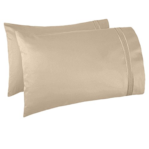 Book Cover Nestl Bedding Set of 2 Premium Pillowcases â€“ Luxury Super Soft 100% Double Brushed Microfiber, Hypoallergenic & Breathable Design, Soft & Comfortable Hotel Luxury â€“ Standard/Queen - Beige Cream