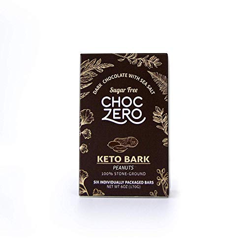 Book Cover ChocZero's Keto Bark, Dark Chocolate Peanuts with Sea Salt. 100% Stone-Ground, Sugar Free, Low Carb. No Sugar Alcohols, No Artificial Sweeteners, All Natural, Non-GMO (6 bars/box)