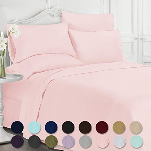 Book Cover Swift Home Premiere 1800 Collection Brushed Microfiber - 4 Piece Sheet Set(Includes 1 Bonus Pillowcase), Twin, Rose Blush
