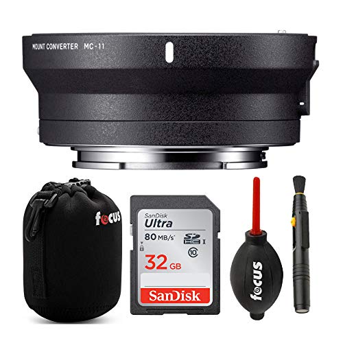 Focus Camera Sigma MC-11 Lens Mount Converter (Canon EF to Sony E-Mount) 32GB SD Card