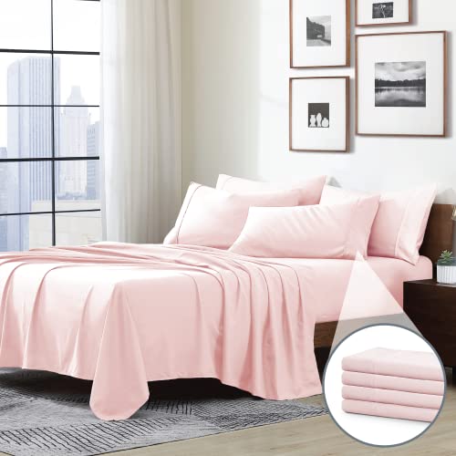 Book Cover Swift Home Queen Ultra-Soft Brushed Microfiber 6-Piece Bed Sheet Sets, Extremely Durable - Easy Fit - Wrinkle Resistant - (Includes 2 Bonus Pillowcases), Queen, Rose Blush