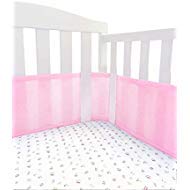 Book Cover Breathable Crib Bumper Pink Mesh Crib Bumper for Full-Size Crib Breathable Mesh Crib Liner