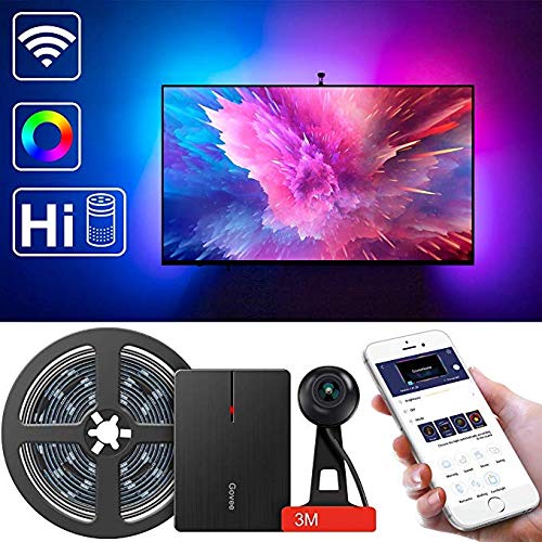 Book Cover LED TV Backlights, Govee WiFi TV Backlights Kit with Camera, TV Led Strip Lights Compatible with Alexa, APP Control Music Led Strip Lights, TV Ambient Bias Lighting for 55