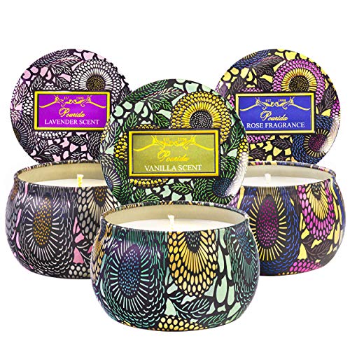 ã€Mother's Dayã€‘Scented Candles Gift Set of 2 Pack 100% Natural Soy Wax in White Tea & Rose Fragrances,Strongly Scented for Stress Relief and Aromatherapy, Option and Portable Travel Supplies